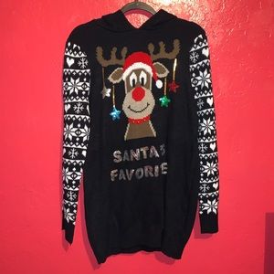 Christmas Rhein Deer Hooded Knitted Sweater